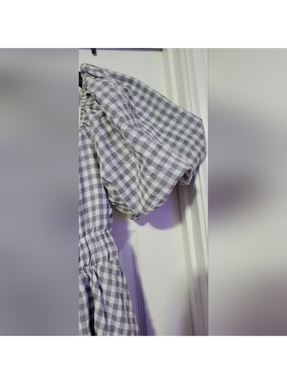 MIMOSA | Gingham Dress | Gray and White | Size M - Picture 4 of 9
